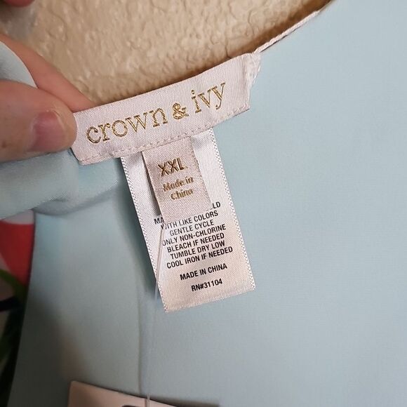 NWT Crown & Ivy XXL Reversible Aqua Floral Short Sleeve Dress - Picture 7 of 8